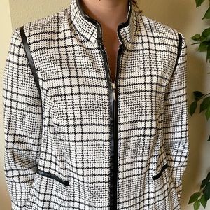 White Black Zipper Coat